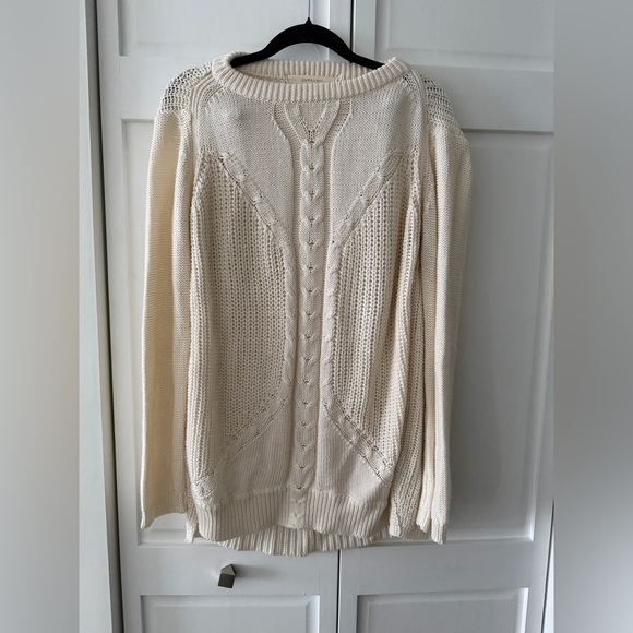 Like new Zara Knit Cream Cable Sweater L Oversized Chunky Boho - Picture 3 of 10